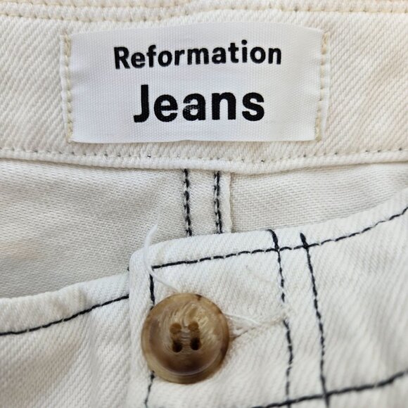 Reformation Eloise High Rise Wide Leg Button Fly Crop Jeans Size 30 - Picture 3 of 7